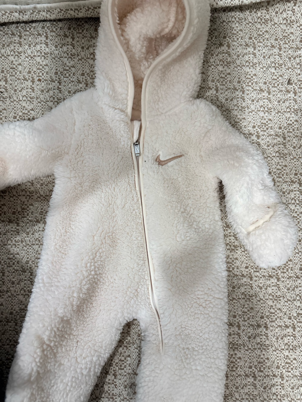 Nike Cream Sherpa Hooded Infant Zip Romper